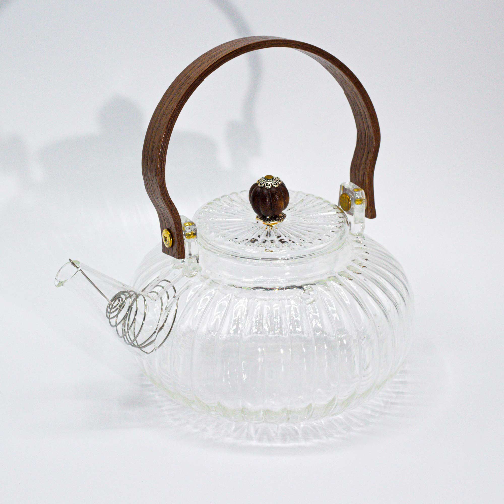 Glass Infuser Teapot – Clear Ribbed Pearl – 850ml